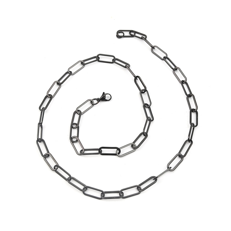 304 rustfrit stål link kabel kæde halskæde rose guld sølv farve ovale binders kæde smykker kvinder mænd 59.5cm/45cm, 1pc