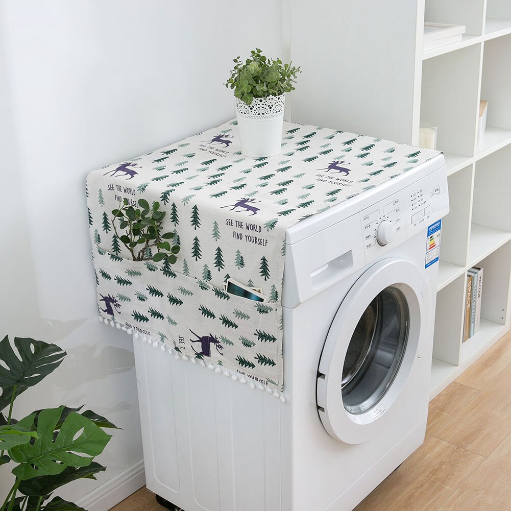 Geometric Rhombus Washing Machine Refrigerator Dust Cover Protector with Pocket: 1