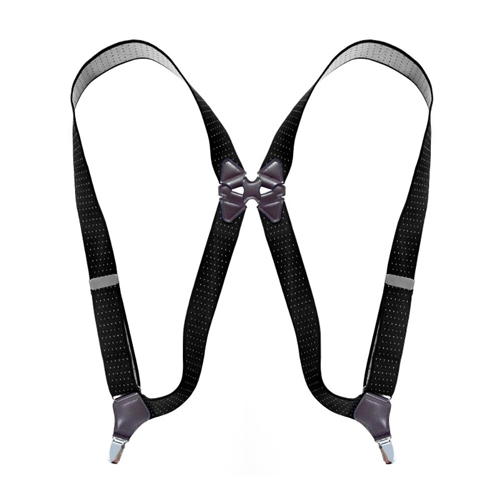 Seler til mænd sideclip style 3.5cm brede kraftige store høje justerbare elastiske hofteclips bukseseler far: Sorte prikker