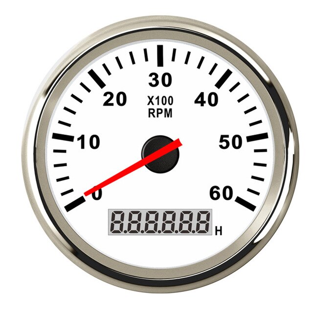 Bil båt varvräknare mätare lcd timräknare 3000 ~ 6000 rpm varvräknare marin varvräknare 12v/24v röd bakgrundsbelysning horometro rpm: Ws6000 varv / min
