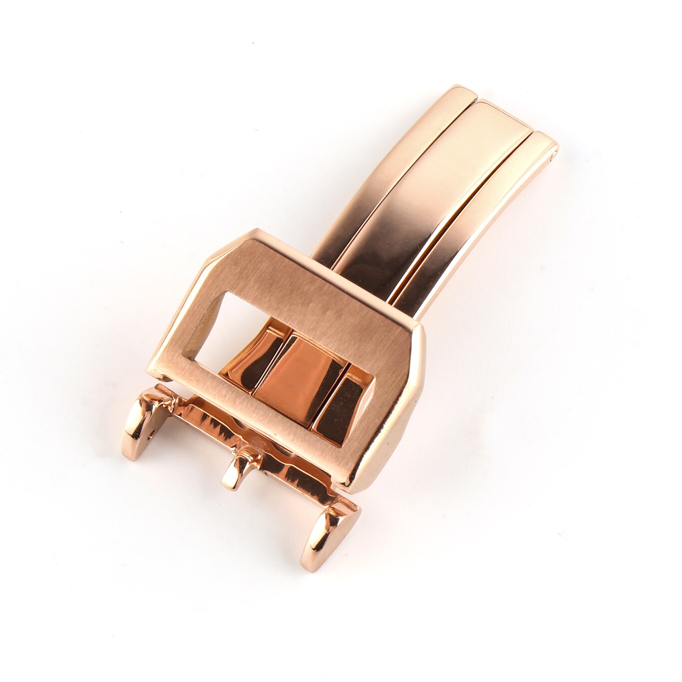 18mm 316L Edelstahl Einsatz Klapp Verschluss für IWC markieren 18 groß Pilot Portugiesisch Lederband Gummi Armbinde: rgold mit Wörter