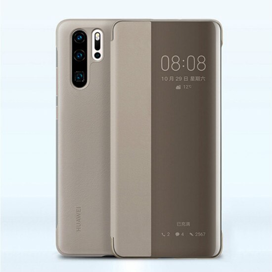 Huawei Original Smart View Flip Cover Case Housing For Huawei P30 Huawei P30 Pro Sleeps Function Protective Case: For P30 Pro / Kahki