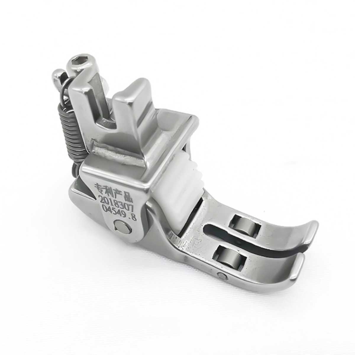 Prensatelas de pie con rodillo de tres ruedas, material grueso, cortina ajustable, chaqueta de plumón de cuero, prensatelas de pie de rueda, 1 Uds.: Gris rosáceo