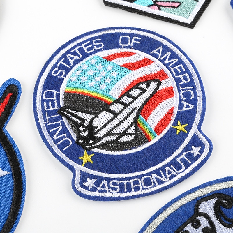 Rumskib astronaut stof klistermærker kan stryges tøj tilbehør broderi patch, tøj rygsæk gør-det-selv dekoration