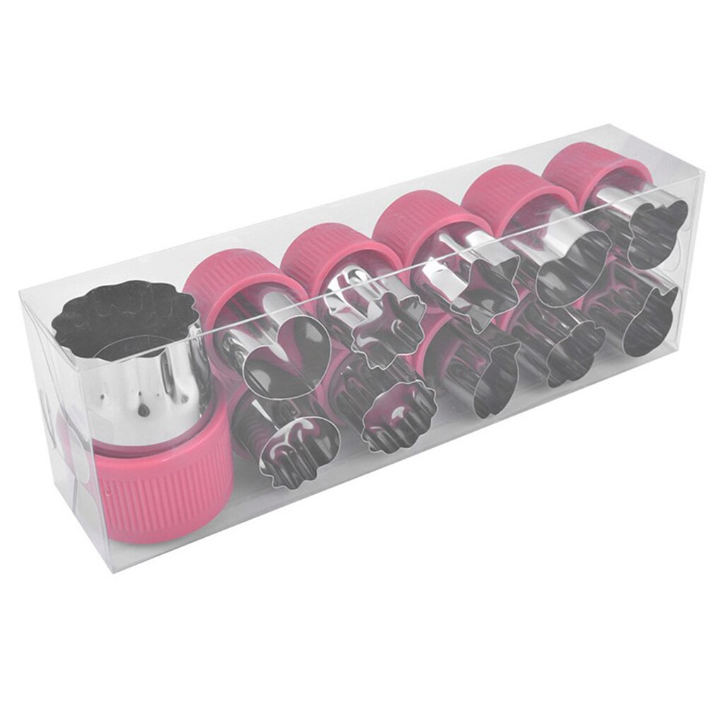 12pcs Stainless Steel Biscuite Mold Vegetable Shape sculpture Tools with Detachable Plastic Shell Green