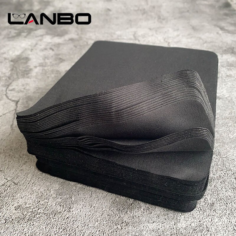 LANBO 100 stks zwarte kleur 15*17 cm Microfiber Brilpoetsdoekje Voor Lens Telefoon Scherm Reinigingsdoekjes
