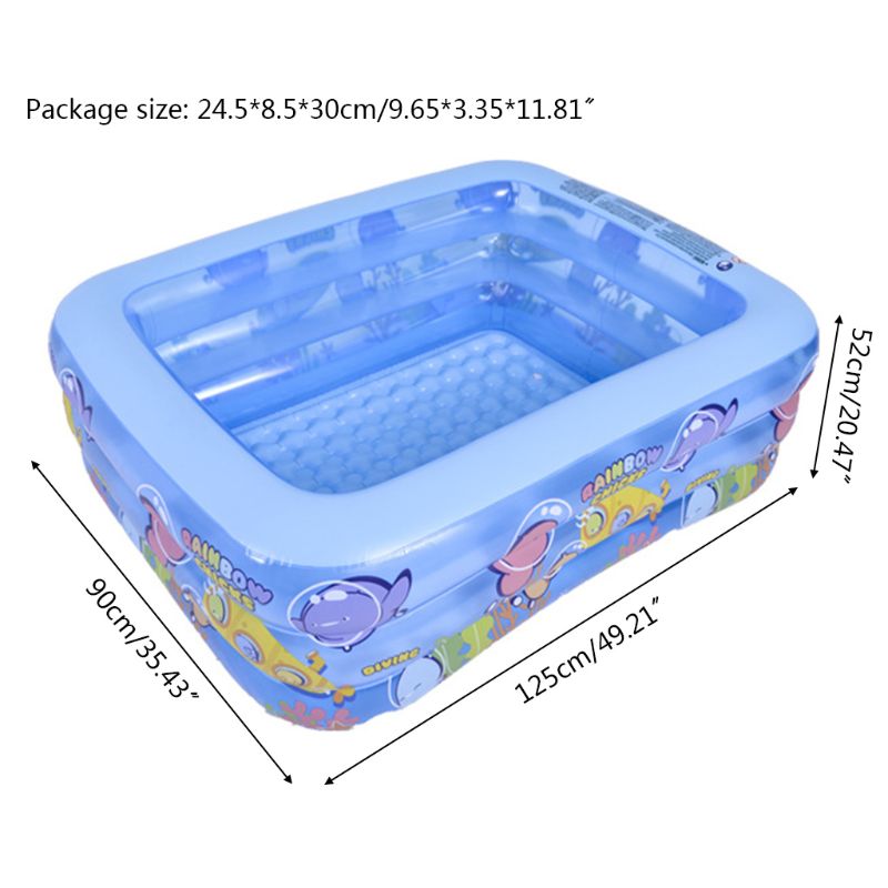 3Layer Baby Inflatable Swimming Pool Portable Children Kids Square Tub for Outdoor Home Use