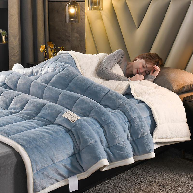 Mmermind 3 Schichten Stepp Solide Vlies Decken Und Wirft Erwachsene Dicke Warme Winter Decke Super Weiche Bettdecke Tröster Luxus: Stil1 / 150x200cm