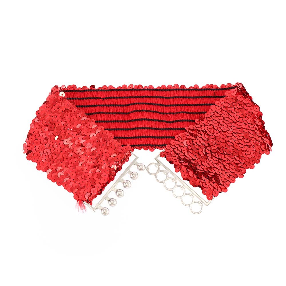 Damer midjebånd sjarmer kvinner elastisk paljett mage midje belte casual stretch belte spenne korsett brede midje belter: Rød