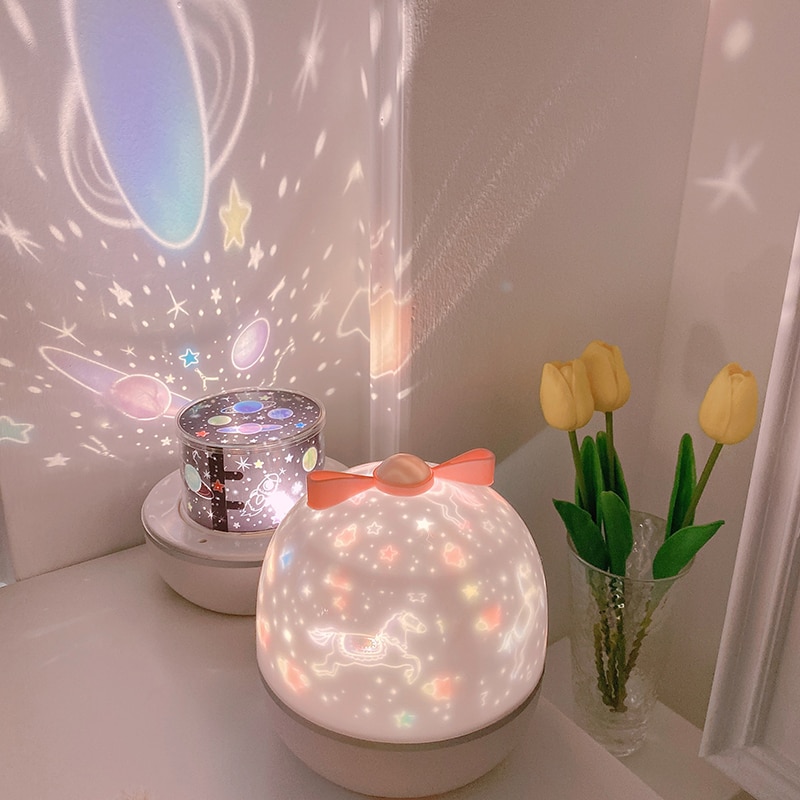 LED Rotating Music Projector Starry Night Light Romantic Projection Light Led Rainbow Starlight Sky Romantic Light Novel