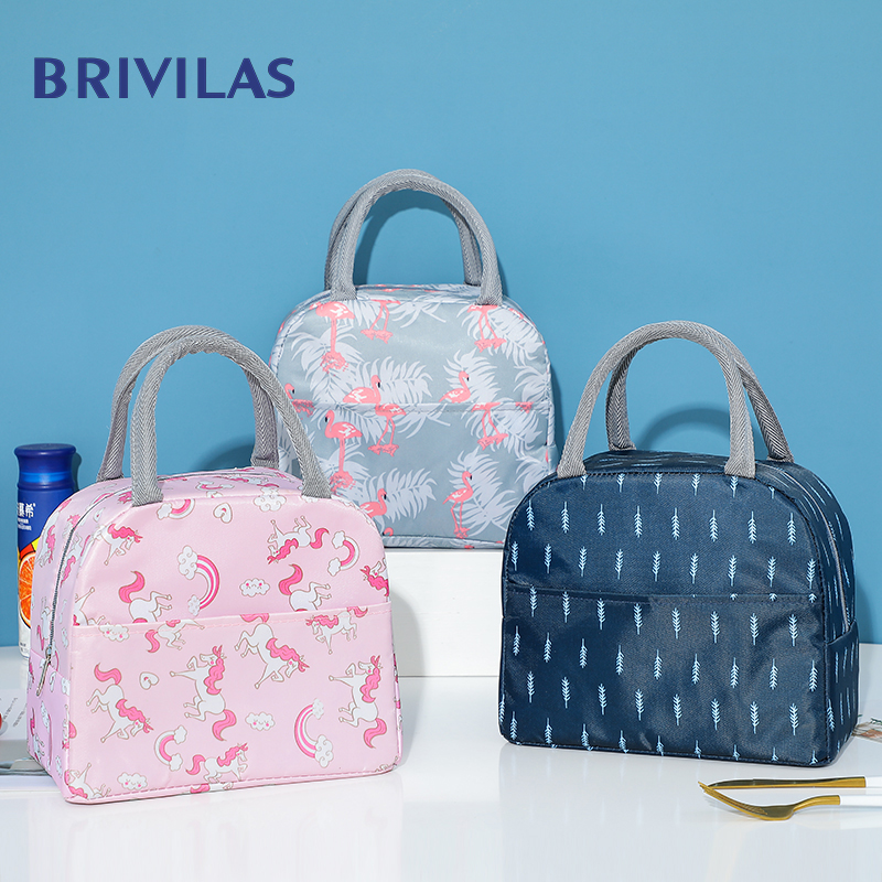 Brivilas-Bolsa de almuerzo para mujer, bolso enfriador impermeable portátil, bolsa de viaje para picnic, fiambrera