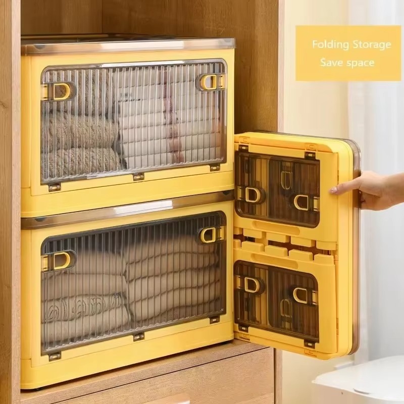 Caja de almacenamiento plegable, maletero de armario de gran capacidad con ruedas, contenedores de juguetes para aperitivos, organizador de almacenamiento de artículos diversos para el hogar apilable