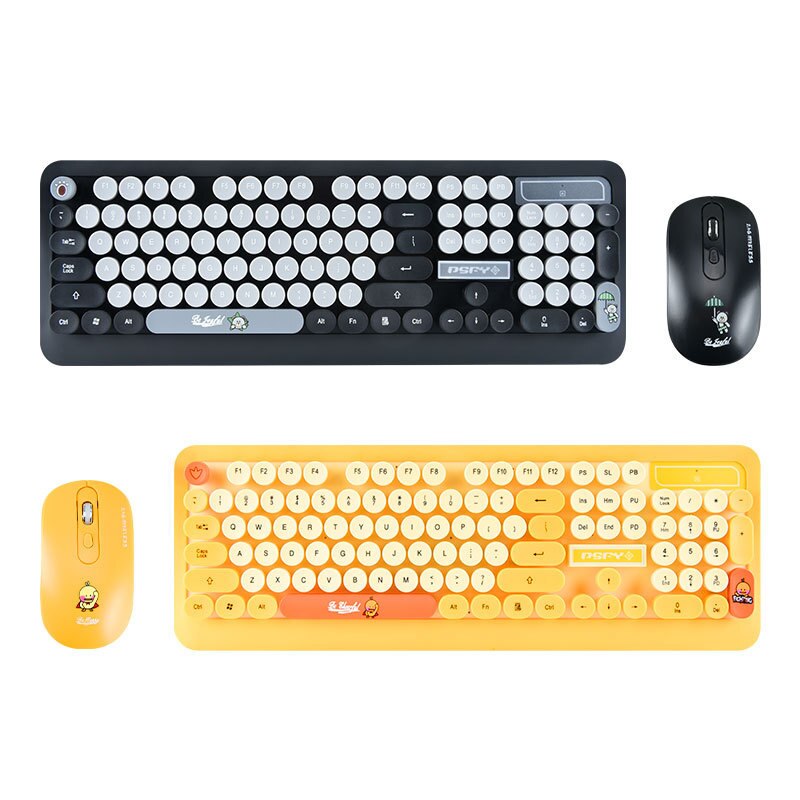 Punk keyboard and mouse set keys retro cute wireless keyboard and mouse set mini wireless keyboard and mouse set