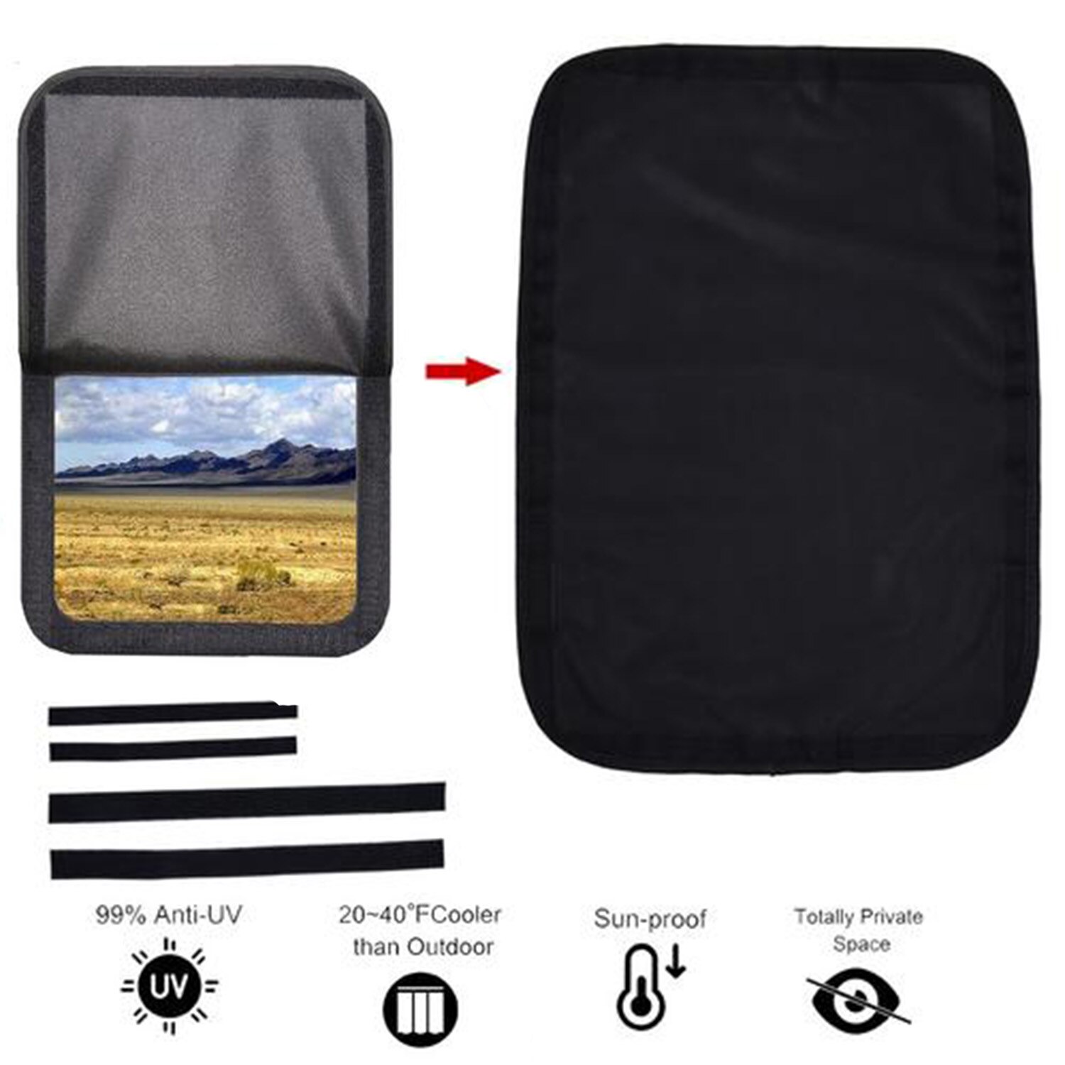 2Pcs RV Window Sunshade Cover Waterproof Dustproof Opaque Sun Visor Cover RV Campervan Window Curtain Full Shading Cover