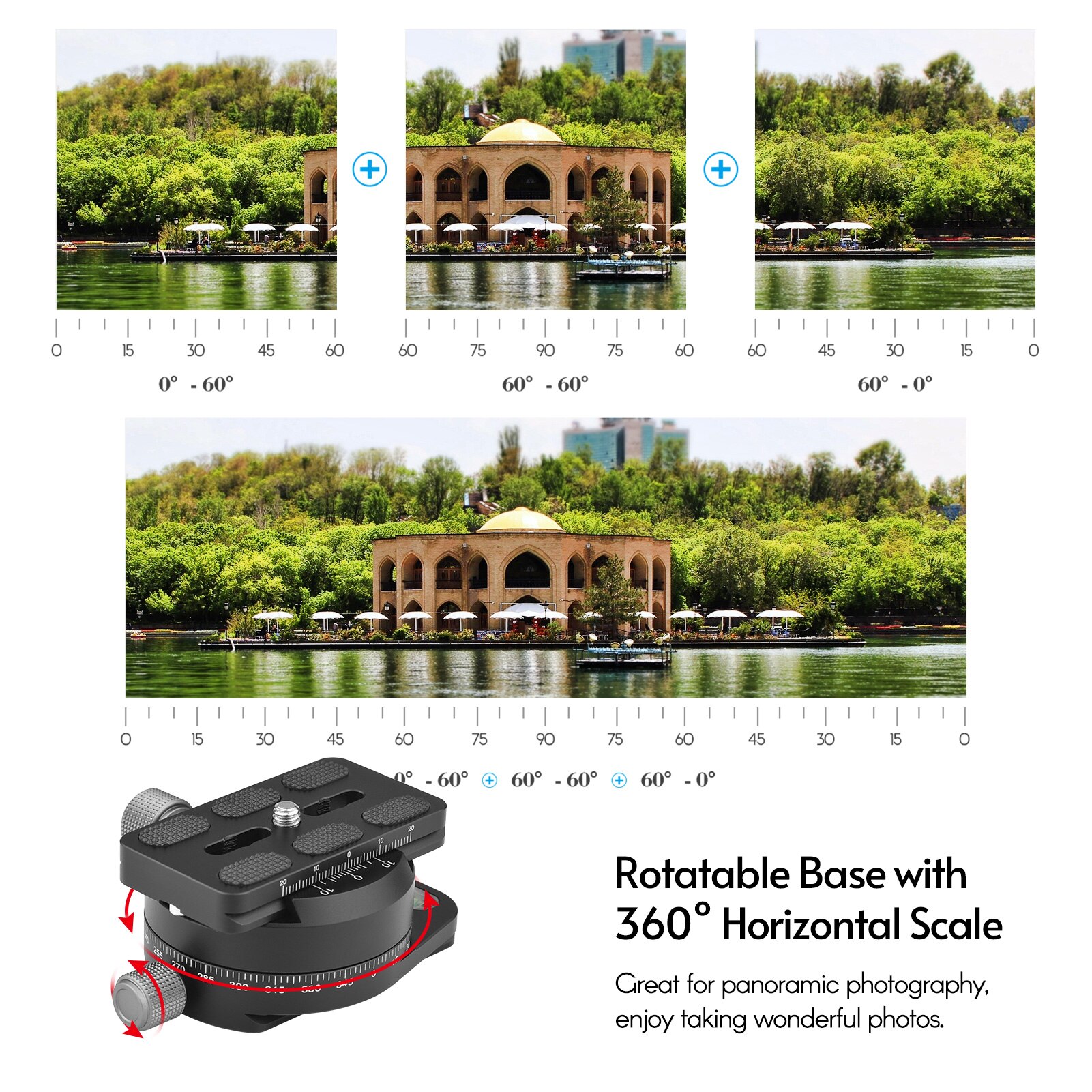 360 Dregree Draaibare Aluminium Panoramische Statiefkop Klem Met Quick Release Plaat 1/4 Inch Tot 3/8 Inch Adapter Schroef