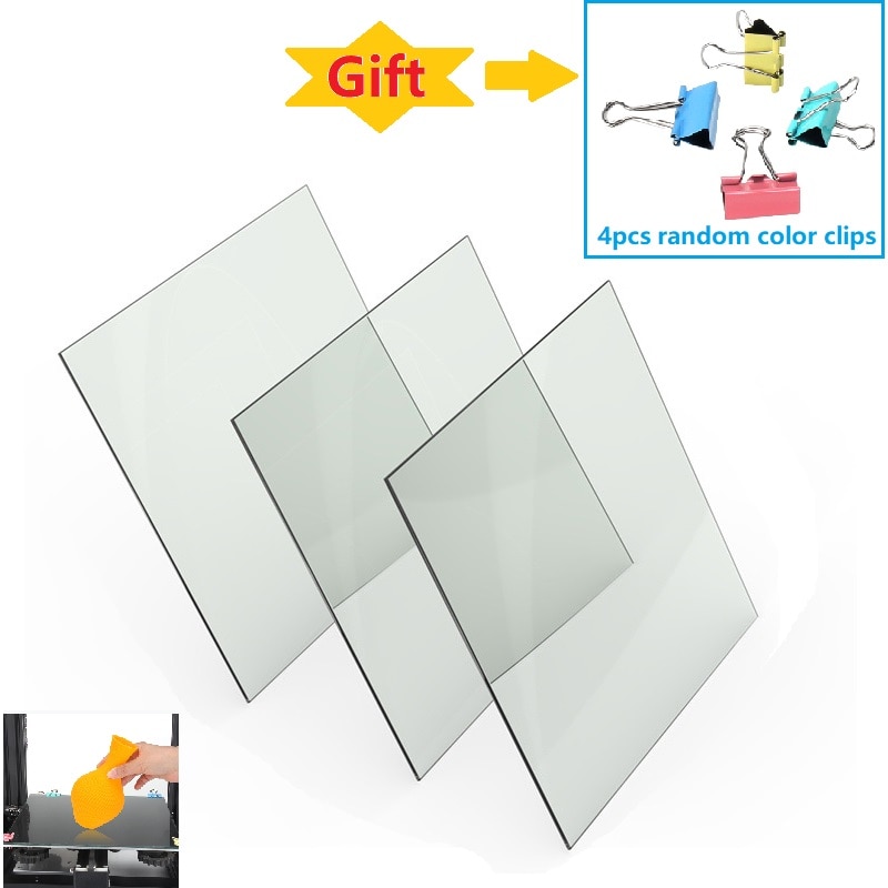 MEGA-cama para impresora 3D, vidrio templado de borosilicato, plano, transparente, cuadrado, redondo, 214, 220mm, para Kossel Delta Creality Ender3