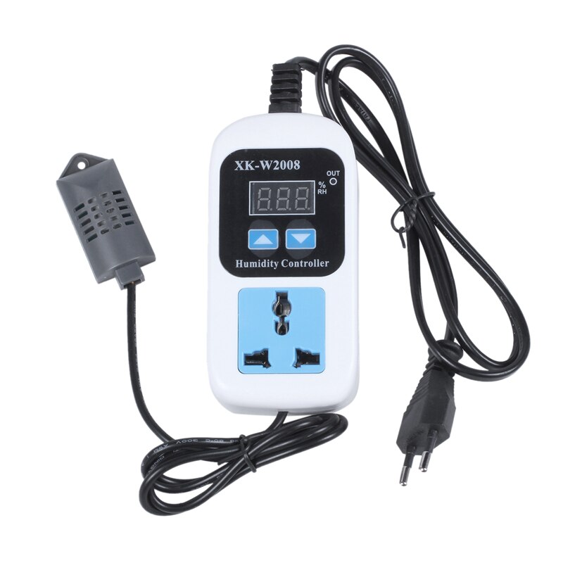 XK-W2008 0%-99%RH Digital Humidity Controller Hygrostat Humidity Moisture Control Switch Socket Outlet Inlet EU Plug Hygrometert