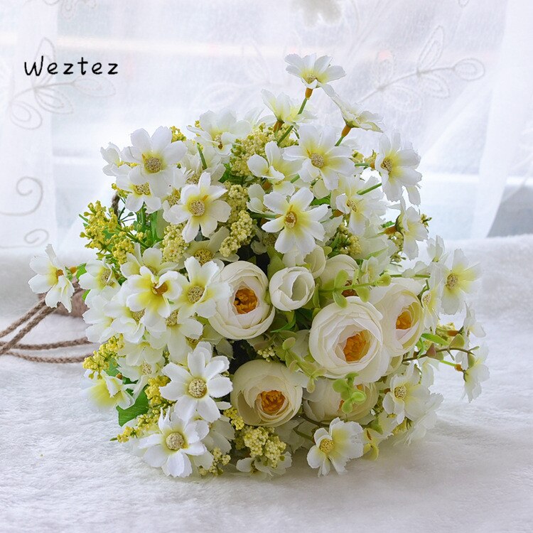 Ramo de novia Amarillo Blanco novia ramos novia sosteniendo flores romántica boda estilo rural D483: Default Title