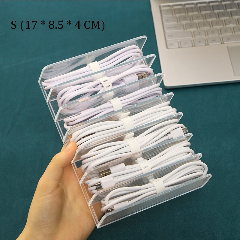 Ins Desktop Wire Cable Organizer Box USB Data Line Cable Storage Holder Case Jewelry Makeup Tank Bin Home Accessories Organizer: Small 02