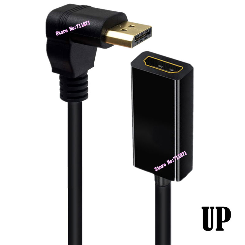 Right Angle DisplayPort to HDMI-compatible Adapter Cable Line For Desktop Laptop 90 Degree Elbow DP to HDMI-compatible Connector: Red