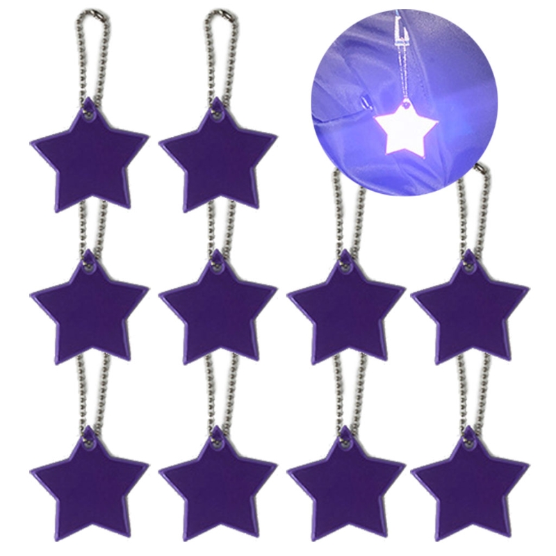 10Stck Art Sicherheit Reflektoren Schlüsselanhänger Stilvolle Reflektierende Sterne Getriebe Rucksäcke Kinderwagen Jacken Sicher Reflektor Keychain: Violett
