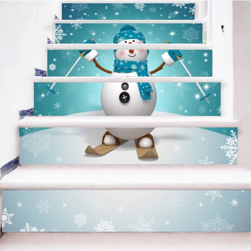 6 pièces/se TSLT001 noël bonhomme de neige 3D Simulation escalier, étanche décoratif mur et décoration mur directe