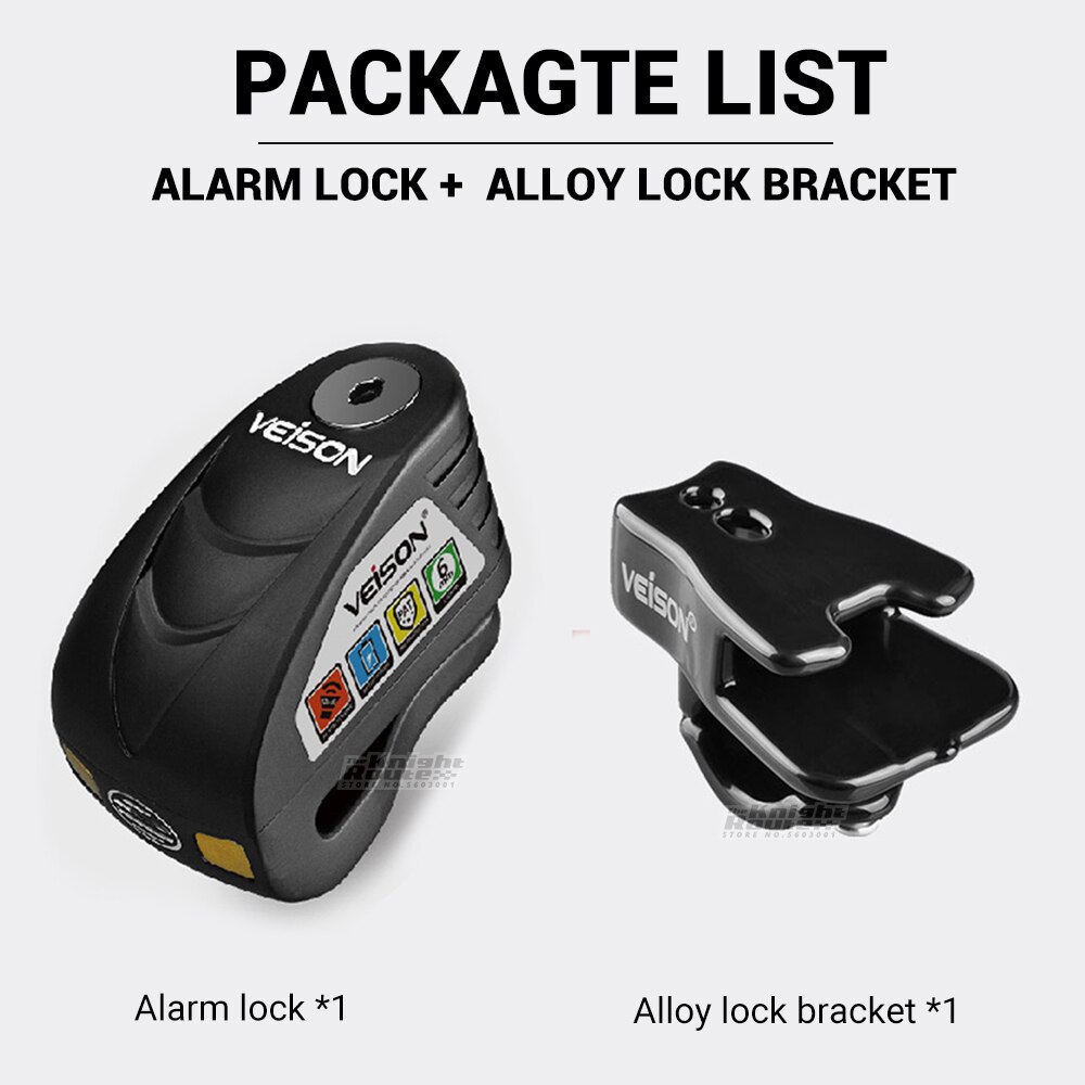 VEISON – alarme pour moto, cadenas étanche, pour Scooter, disque, antivol, accessoires: ALLOY BK B SET