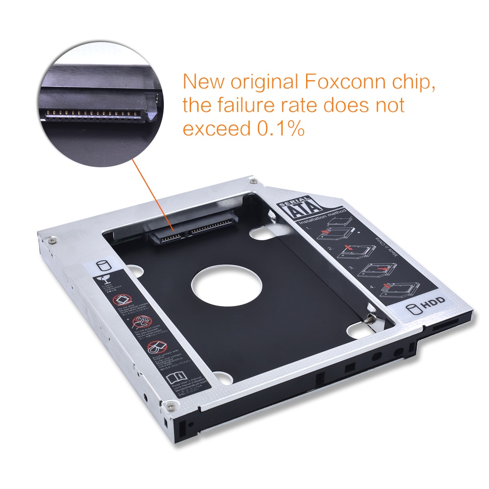 TISHRIC Aluminum 12.7mm IDE HDD Caddy Optibay 2.5 Inch Hard Drive Case Enclosure For Laptop DVD-ROM ODD