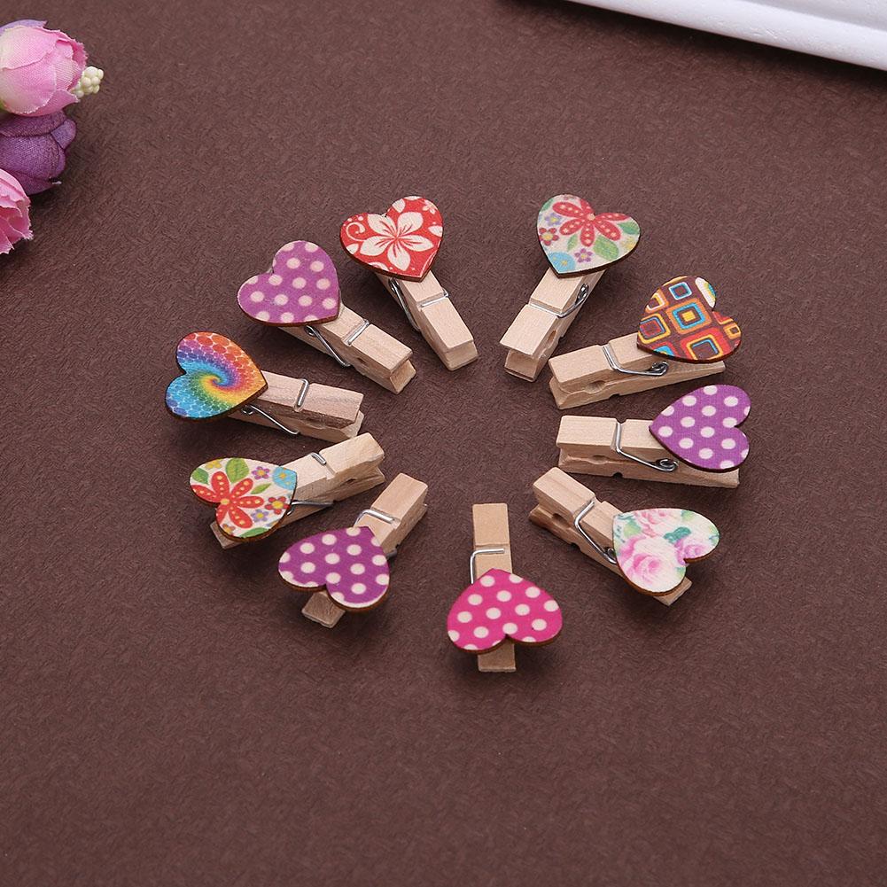 50Pcs Liefde Hart Kleine Houten Wasknijper Craft Clips Diy Foto Kaarten Peg Mini Houten Clips Postcard Clips Bruiloft Decoratie