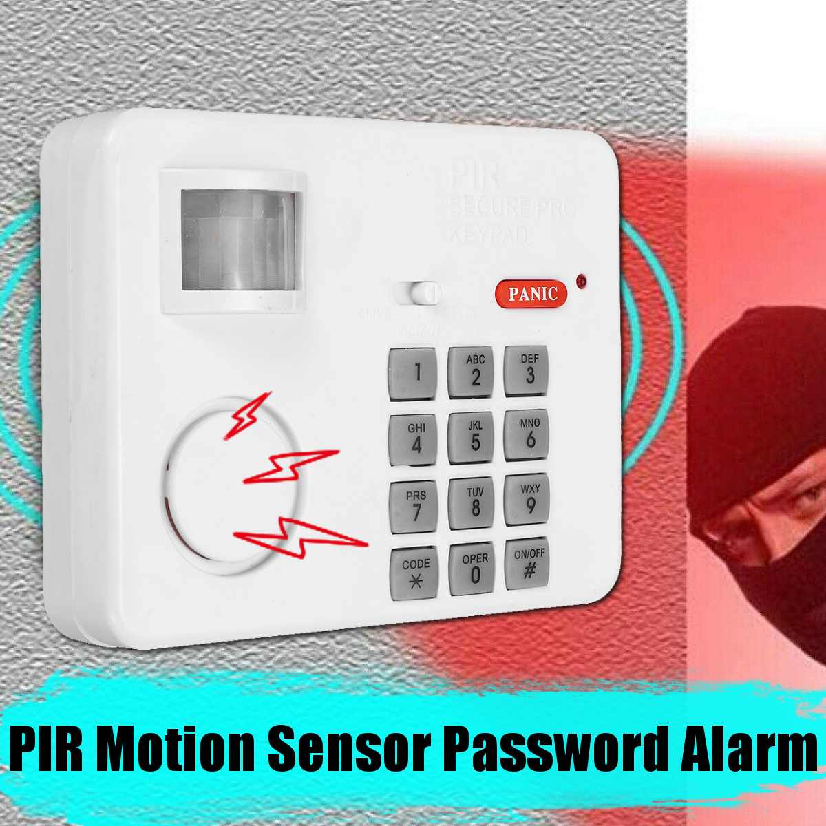 2pcs Wireless Motion Sensor Alarm with Security Keypad PIR Home Garage Shed Caravan white
