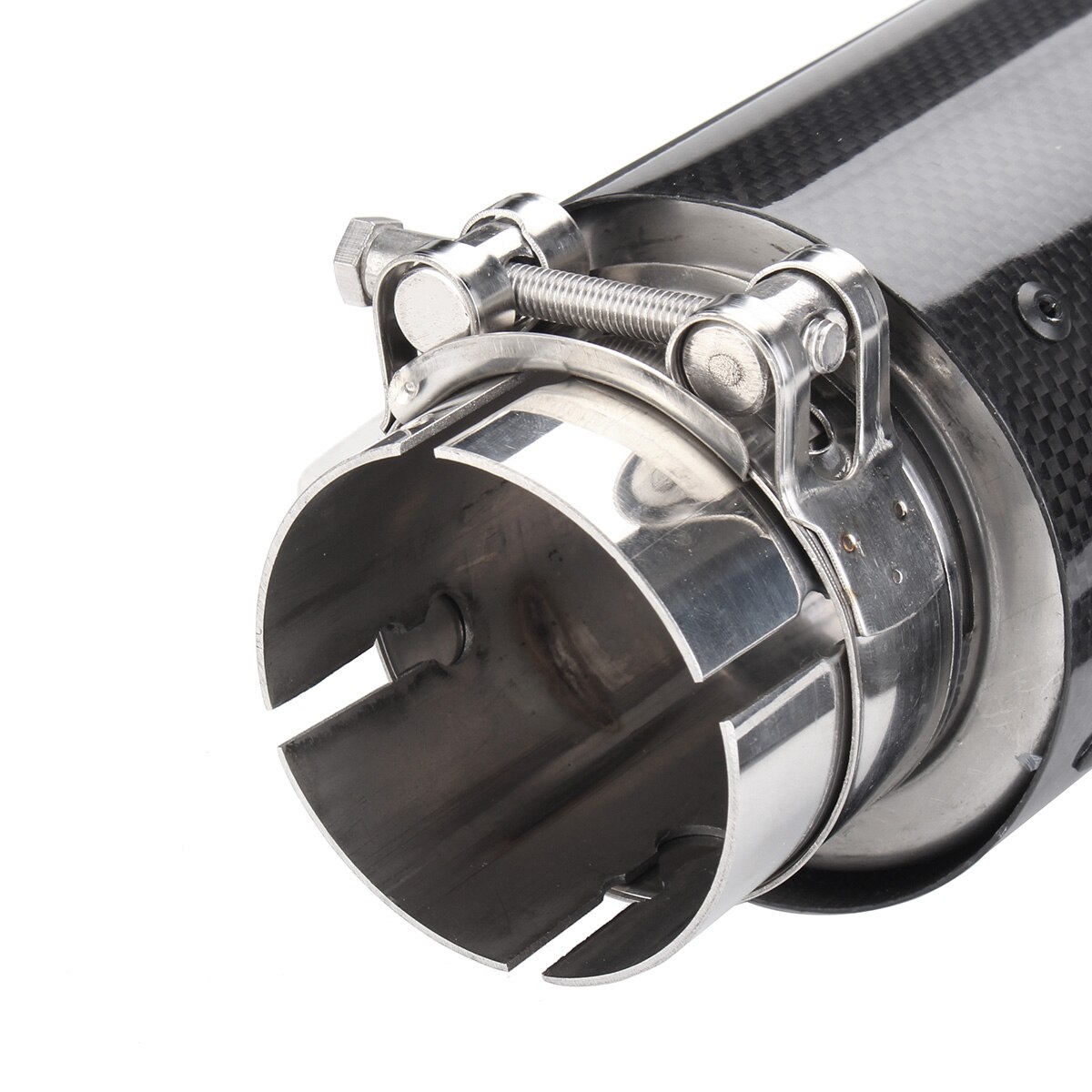 Auto Styling Universal 2.5 inch 63mm-Inlet 89mm-Outlet Glossy Black Carbon Auto Uitlaat Tip Uitlaat Demper
