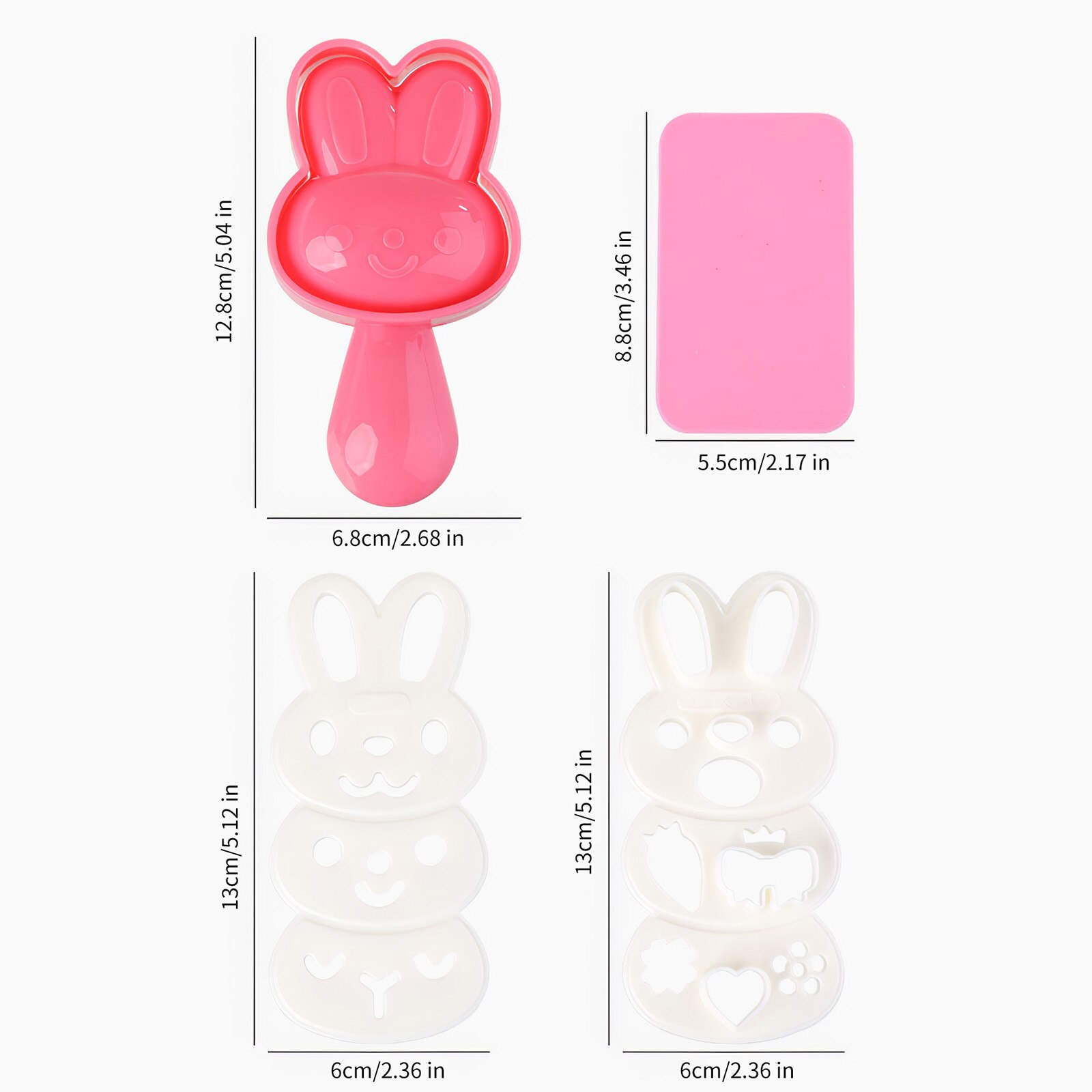Juego de moldes de arroz Nori para Sushi, herramientas de cocina de estilo japonés, lindo conejo Bento Maker Cutter, molde portátil para alimentos para niños, molde Kawaii