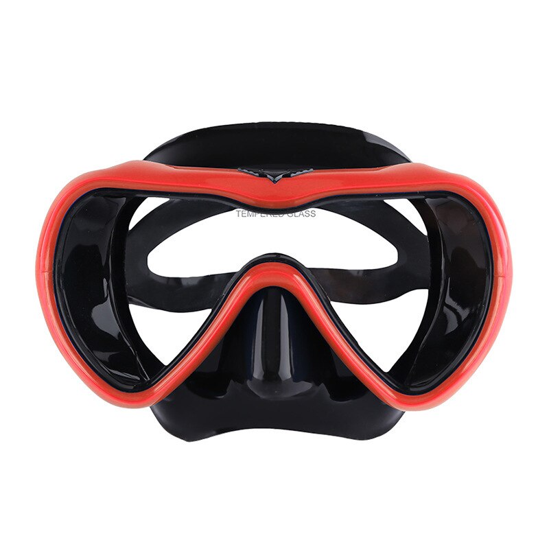 Onderwater Duiken Masker Anti Fog Snorkel Gehard Glas Zwembril Bril Volwassenen Professionele Duiken Half Gezicht Maskers: Rood