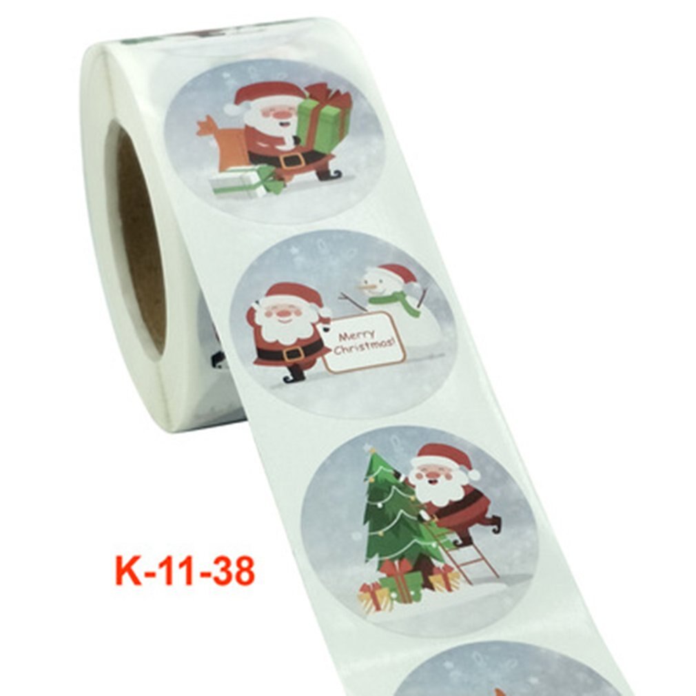 Roll Christmas Sticker Lable With Santa Cartoon Character Envelope Seal Copper Decoration Sticker: K-11-38