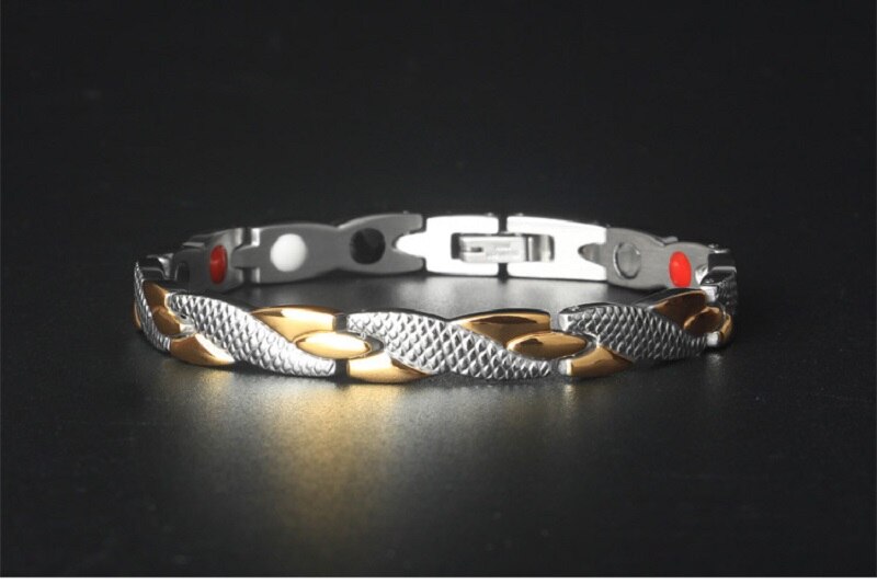 Pulsera de dragón Punk para hombre, brazalete con imán duro, joyería de , accesorios Vintage de animales, para novio,: silver-gold