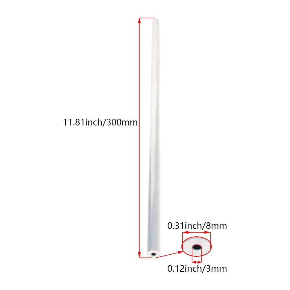Tubo redondo de aluminio, 6063 OD, 8mm, 9mm, sin costura, recto, 300mm de longitud, para entrada de aire DIY, 2 uds.: OD8mm x ID3mm