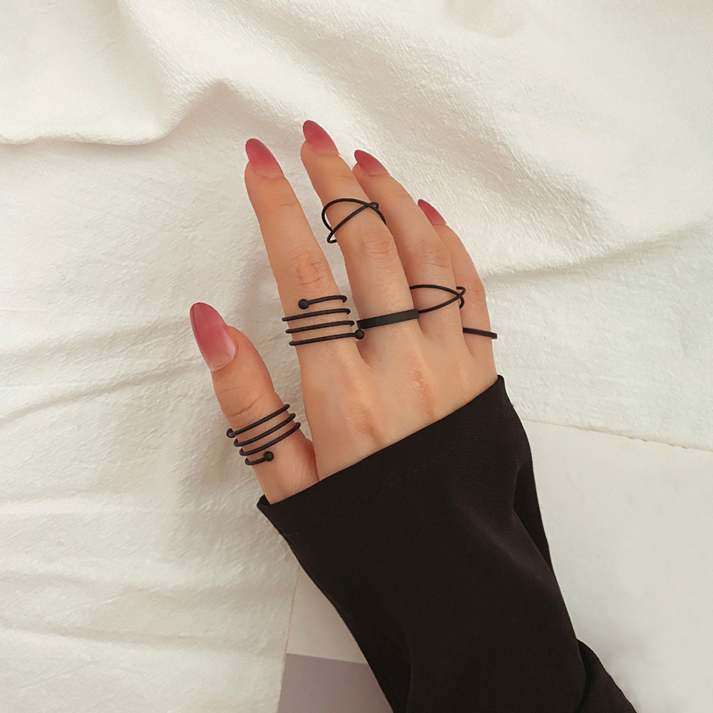 IFMIA 6 sztuk/zestaw Punk Ring Finger minimalistyczny gładkie złoto/czarny geometryczne metalowe pierścionki dla kobiet dziewczyn Party biżuteria Bijoux Femme