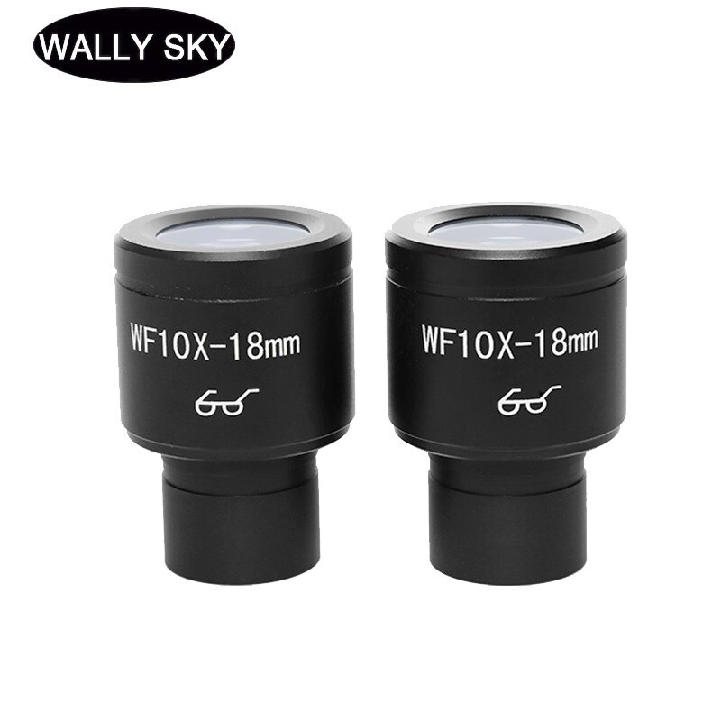 One Pair WF10X 18mm Microscope Wide Angle Eyepiece Wide Field Eyepiece Lens for Biological Microscope Mounting Diameter 23.2mm