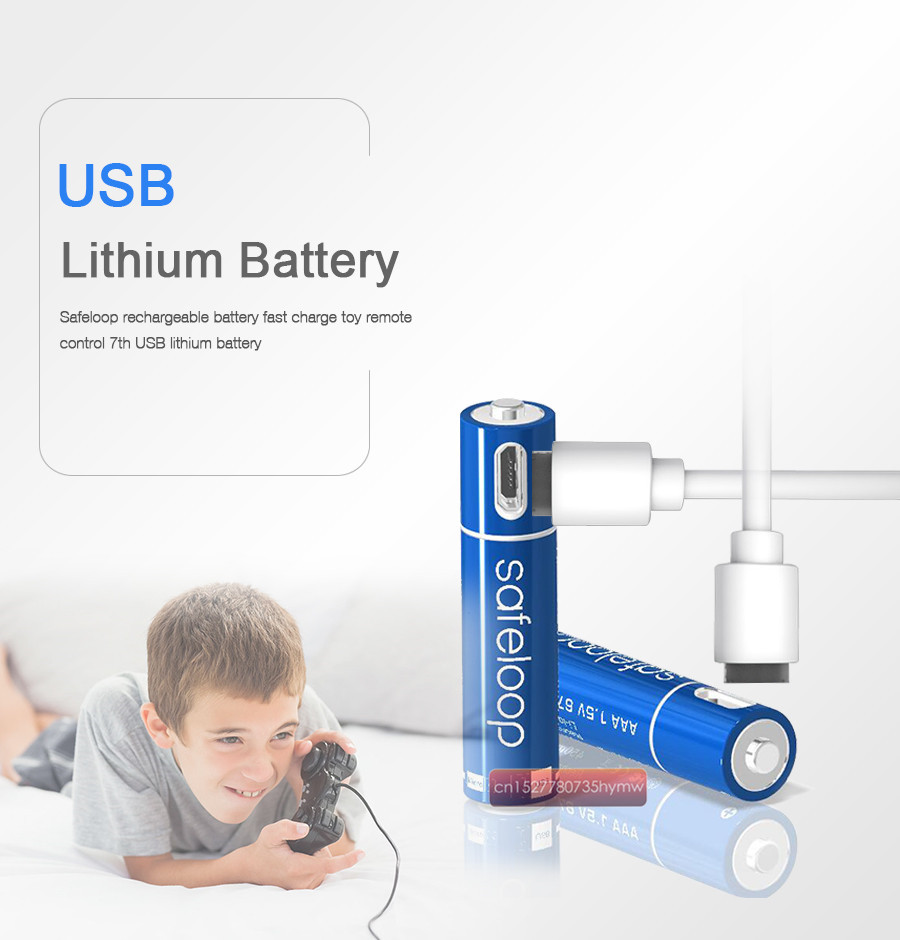 Teknologi! usb uppladdningsbart batteri 1.5v aaa 600 mah li-polymer li-ion batteri fjärrkontroll batterier, leksaksbil batterier