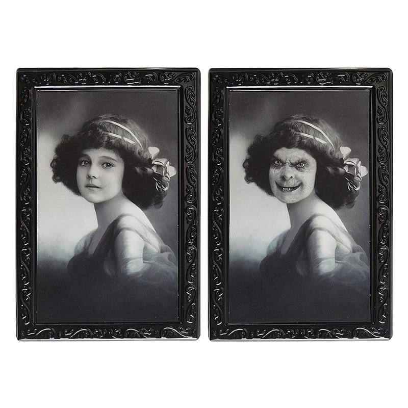 3 Pack Halloween 3D Lenticular Magic Hologram Wobble Pictures - Wall Portrait With Horror Scary Efficient As Decoration