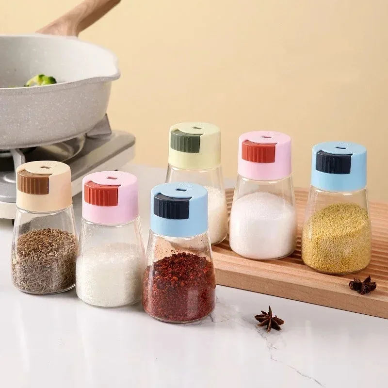 Quantitative Press Salt Shaker Sealed Seasoning Jars Adjustable Measurable Control Spice Containers Kitchen Cooking Essentials
