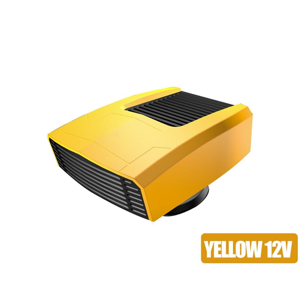 12/24V przenośny automatyczny podgrzewacz samochodowy odmrażacz Demister 2 koła zębate grzejnik elektryczny szyba przednia 360 stopni obrót wentylator ogrzewający i chłodzący: 12V żółty