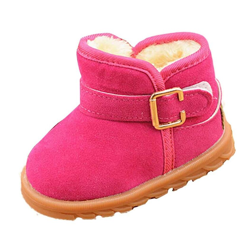 kids winter boots Infant Toddler Baby Girls Boys Casual Snow Boots Buckle Ankle Shoes #2N04: Rosy Red / 28