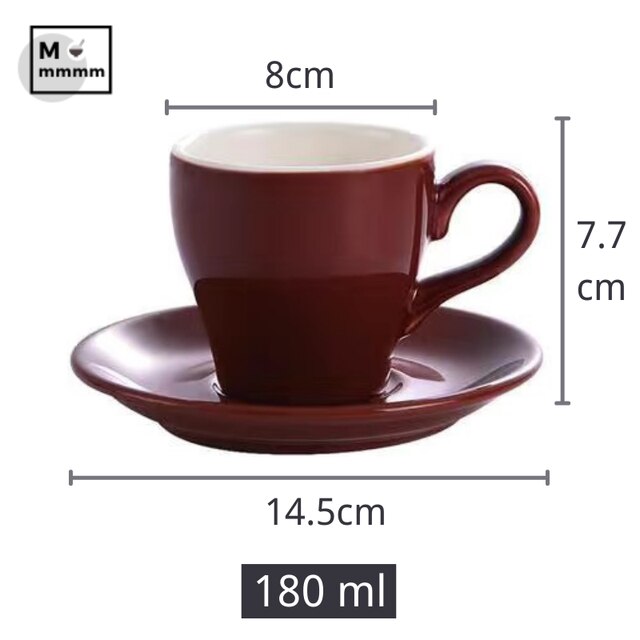 Bts-taza grande de cerámica para café, tazas de café con platillos, de Color sólido, para té, cambia de Color: brown