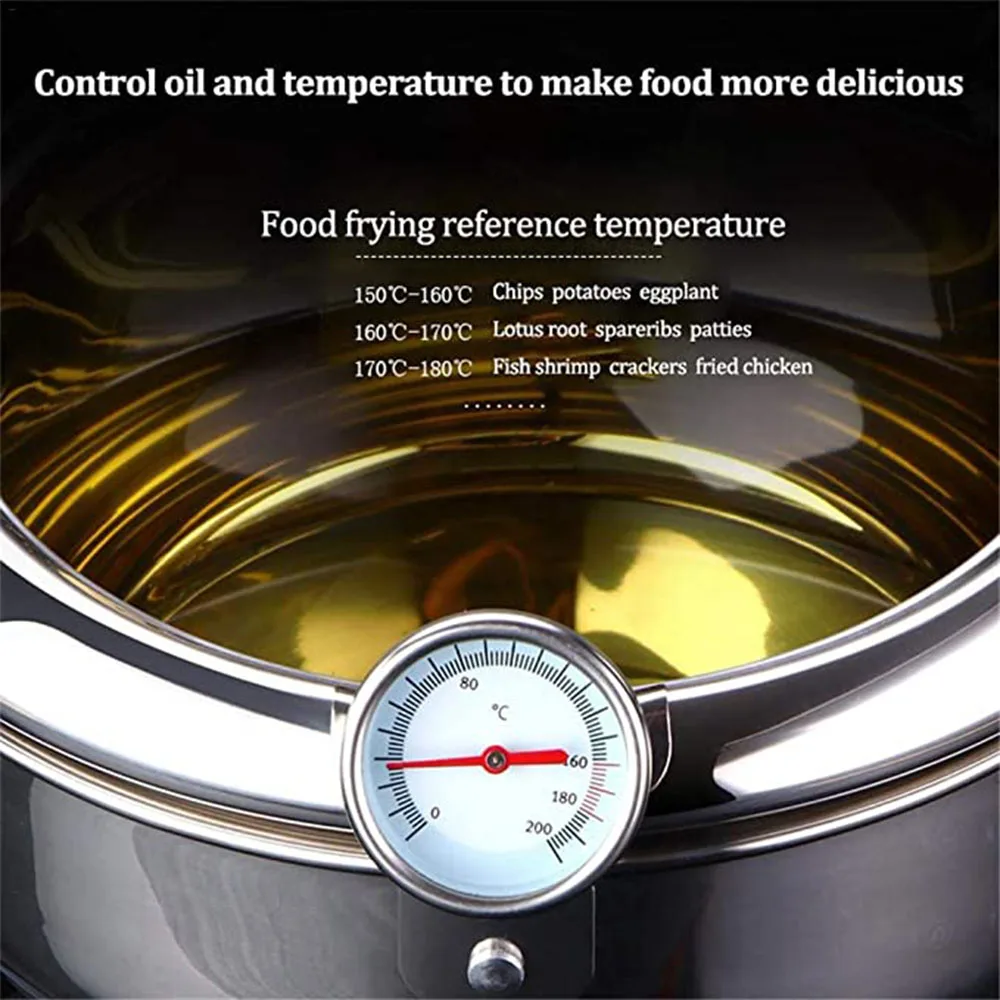 Japanse Friteuse Met Thermometer En Deksel 304 Rvs Keuken Tempura Friteuse Friteuse Friteuse Zonder Olie Koekenpan Friteuse