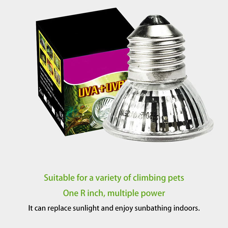 UVA UVB Reptile Heat Lamp Basking Bulb, E27 25/50/75 Watt Full Spectrum Sun Light Lamp Heating Lamp for Lizard, Turtle