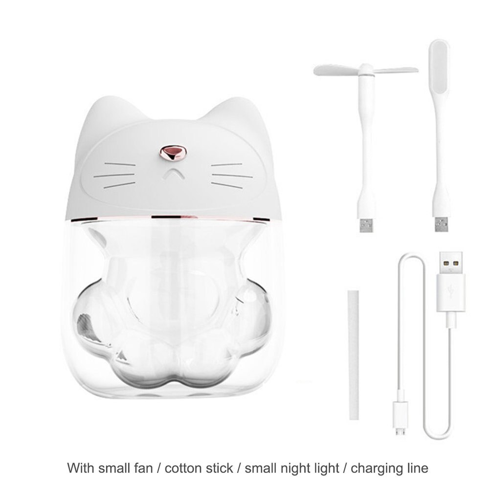 Søt kattklo kopp luftfukter usb desktop diffusør tåke maker ultralyd luftfukter fargerik nattlys