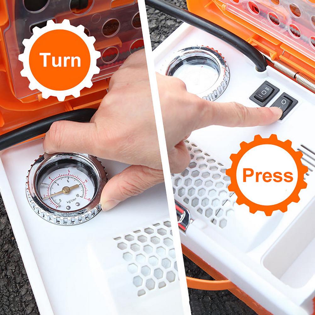 Portable Car Tire Pump Air Compressor Tire Inflator Electric Automatic High-pressure Air Compressor With Emergency Flashlight