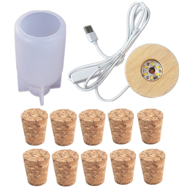 Fairy Bottle Shape Lamp Resin Mold Bottle Light Mold LED Bulb Lamp Silicone Mold Epoxy Resin Crafts for Home Decoration: E