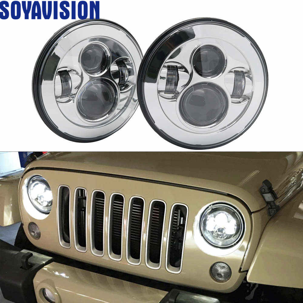 2 pcs Car LED 7 Inch Round Headlight Conversion Kit For Beetle Classic Volkswagen 1950 -1979 Lada Niva 4X4 Uaz Hunter Headlamps
